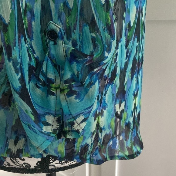 Express ikat print top size XS blue green teal relaxed beachy vibe - Picture 12 of 14